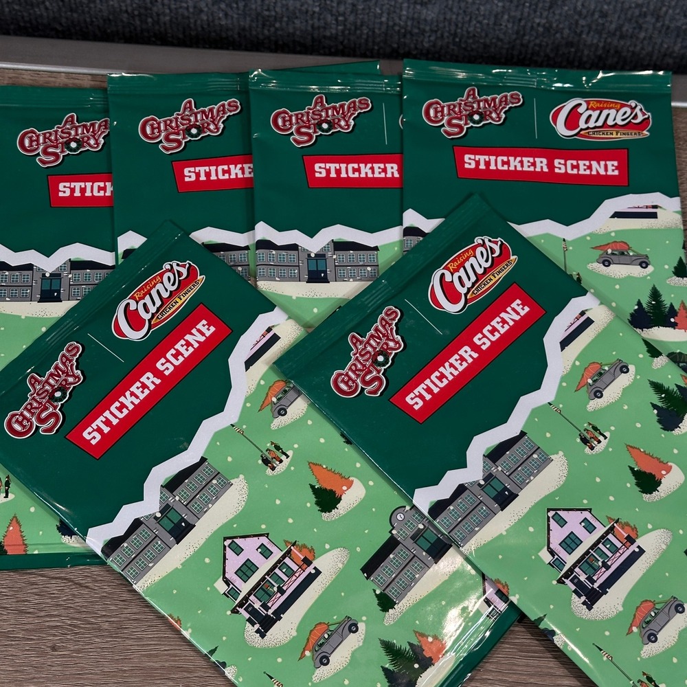 Raising Canes A Christmas Story Sticker Scene Lot of 6 Sealed 2023 Memorabilia